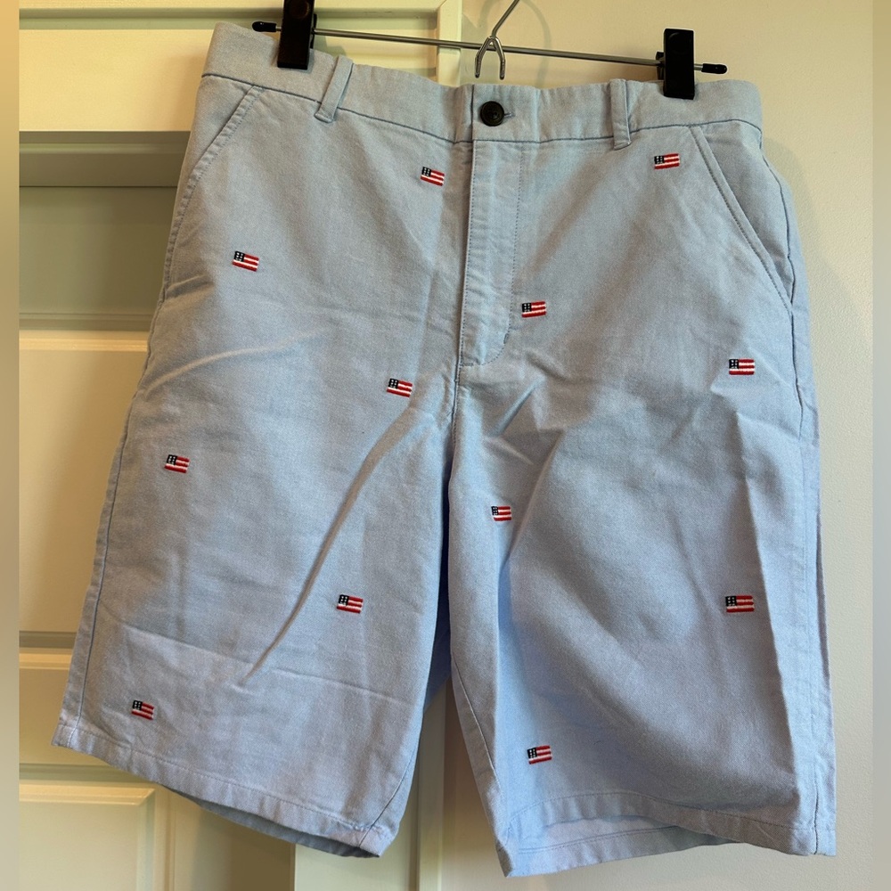 NWT Janie and Jack boys embroidered American flag shorts size 18